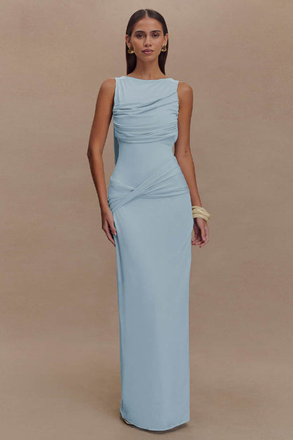 Serene Trace Backless Midi Dress