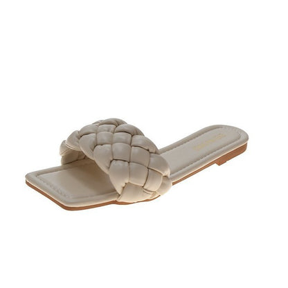 Woven Sandals And Slippers For Outer Wear Flat-Bottomed Candy Color Slippers Women