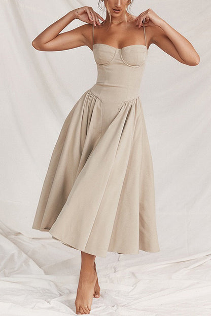 Vestido midi sexy con tirantes 