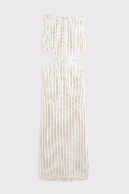 Crochet-Style Cutout Maxi Dress Coverup