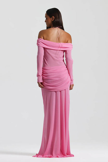 Moonlit Grace Off-Shoulder Dress