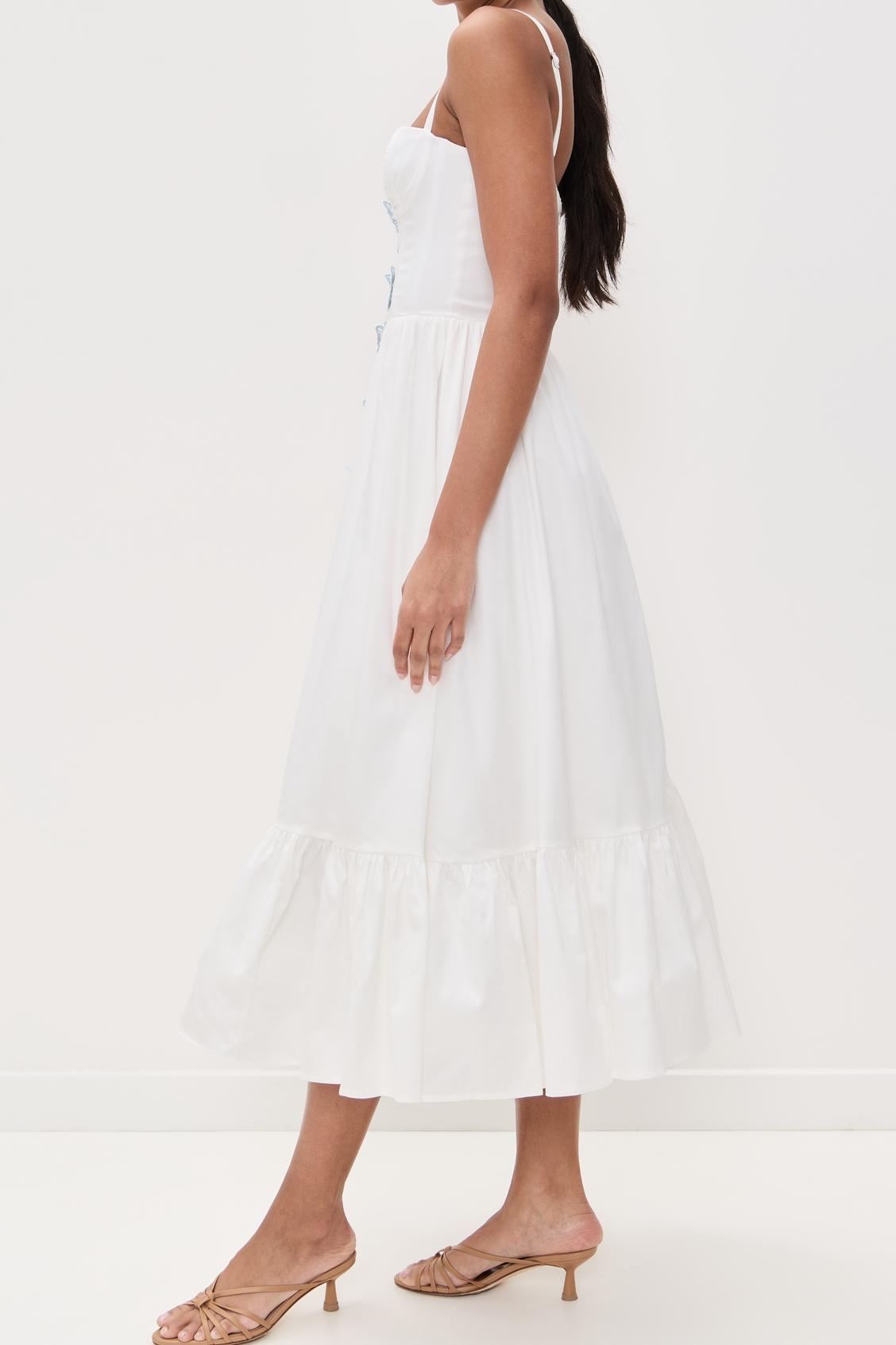 Vestido midi de popelina con mariposas