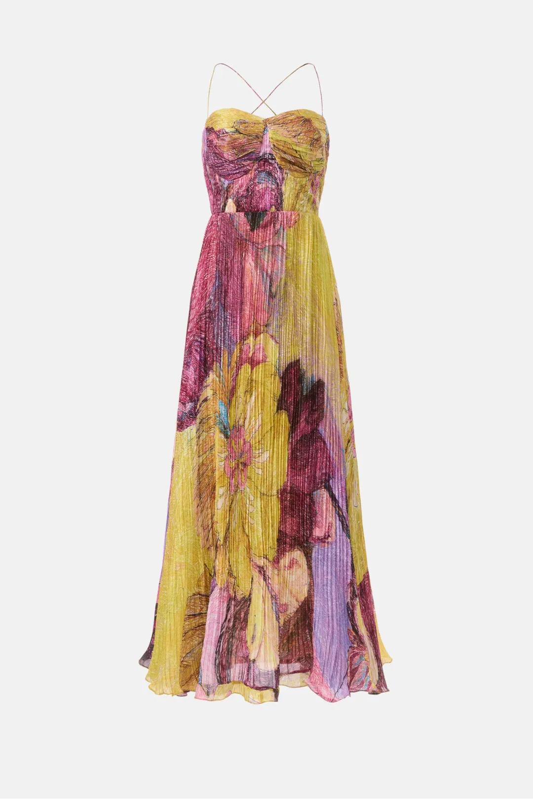 Vestido largo con estampado ikat multicolor de Kiara