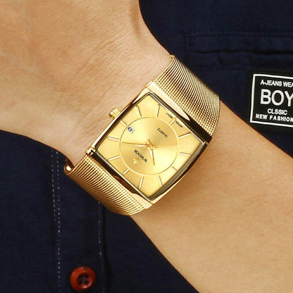 Unique Watch with 18k Gold Plated Mesh Bracelet