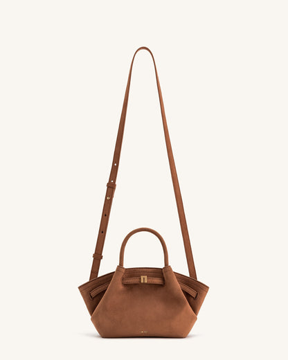 Hana Mini Faux Suede Tote Bag - Brown