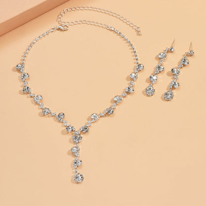 Fashion Crystal Necklace Ear Stud Bracelet Jewelry Accessories