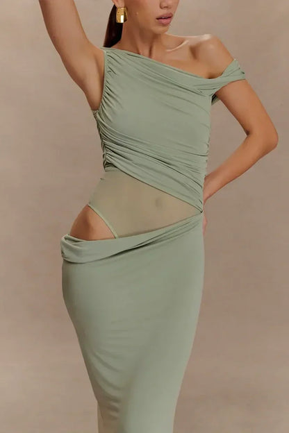 Callen One Shoulder Slinky Maxi Dress