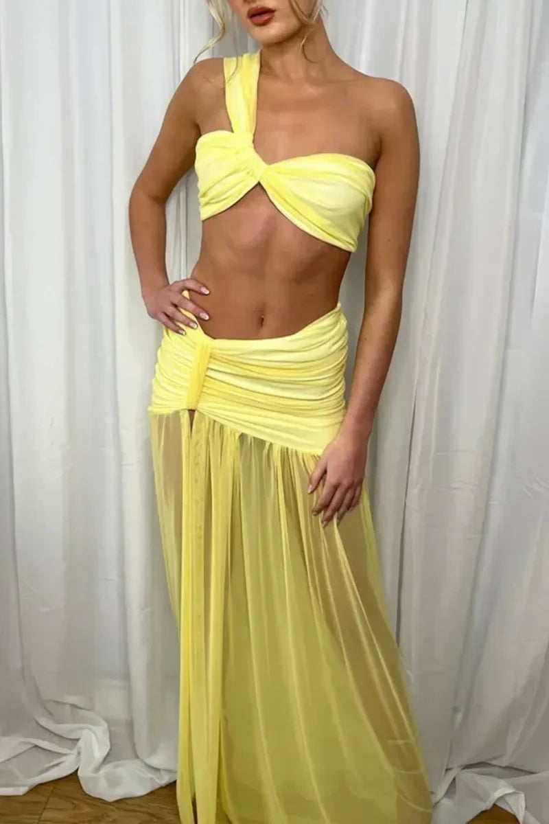 Sexy Bikini Top Mesh Hip Skirt