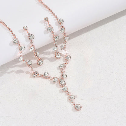 Fashion Crystal Necklace Ear Stud Bracelet Jewelry Accessories