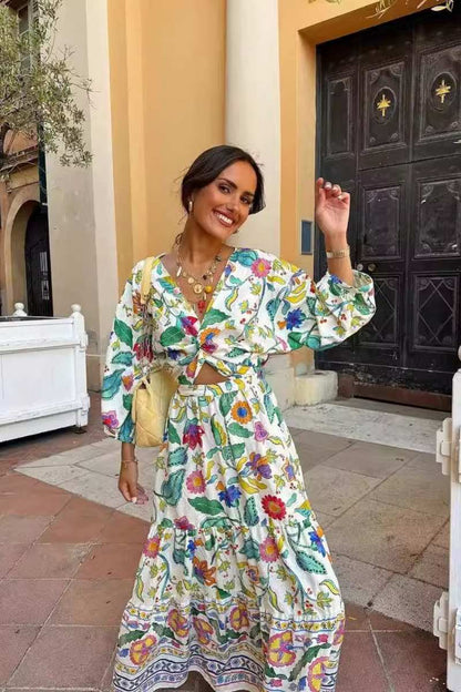 Lantern Sleeve Print Dress