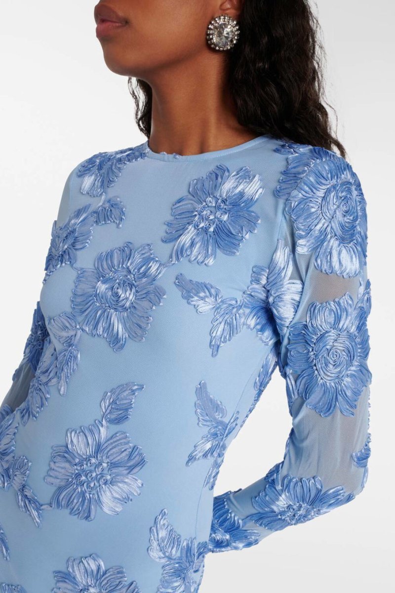 Vestido mini de malla con espalda descubierta y bordado Aurora