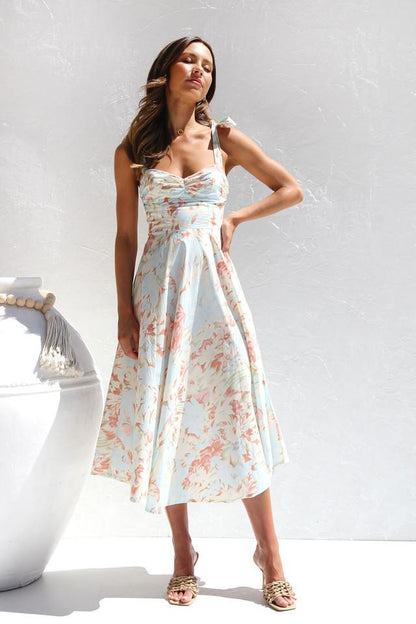 Vestido midi con tirantes estampados Beata 