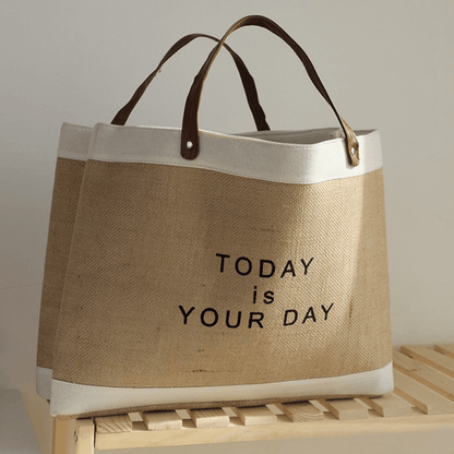 Raw Linen Beach Bag