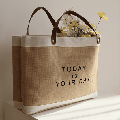 Raw Linen Beach Bag