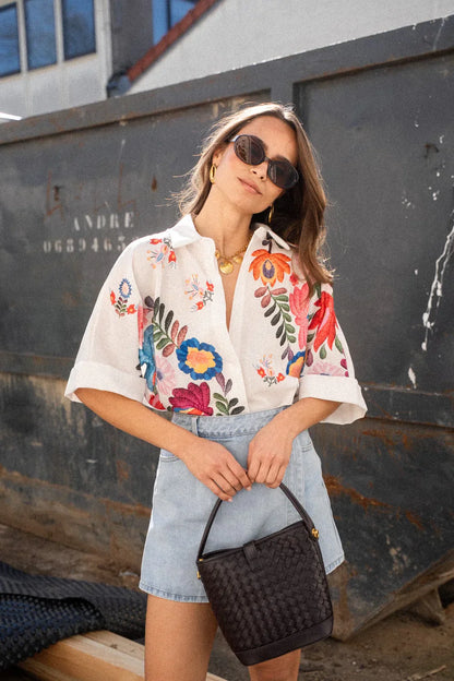 Carla Floral Print Short-Sleeved Shirt