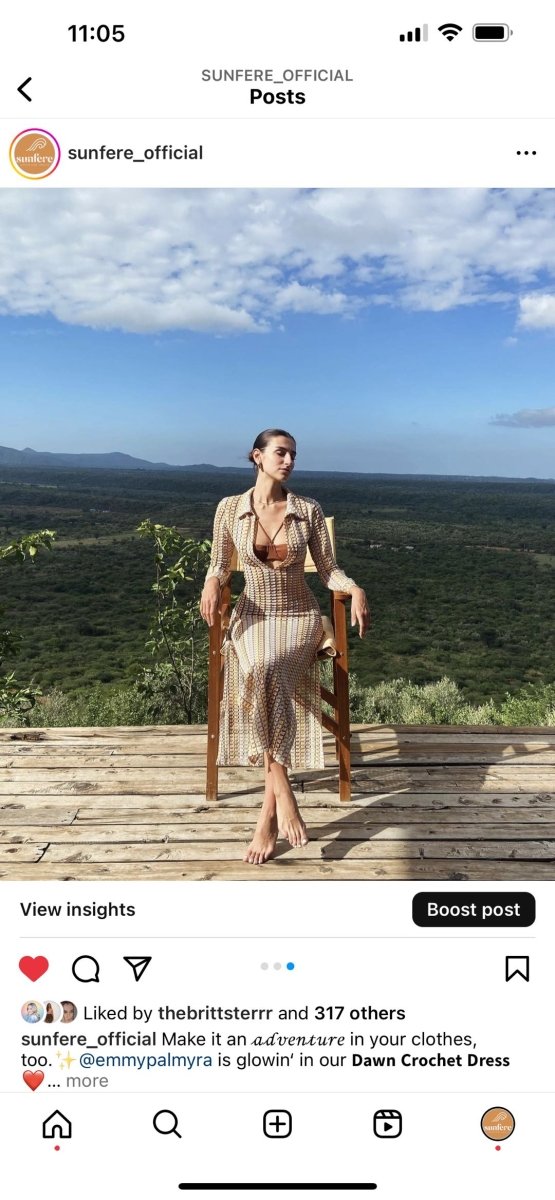Vestido largo de crochet con cuello en V y escote en V Dawn