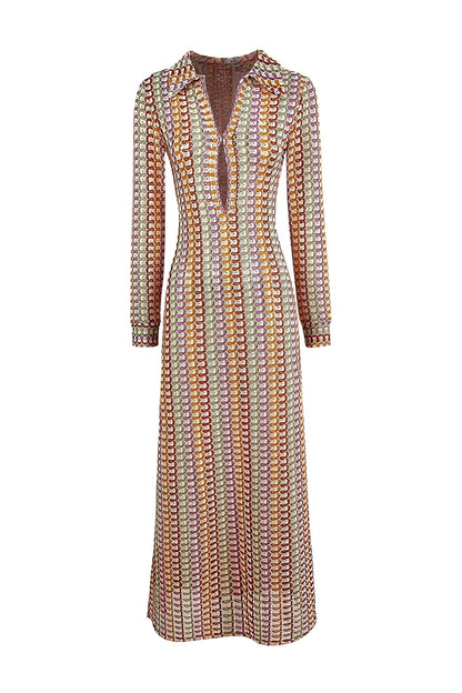 Vestido largo de crochet con cuello en V y escote en V Dawn