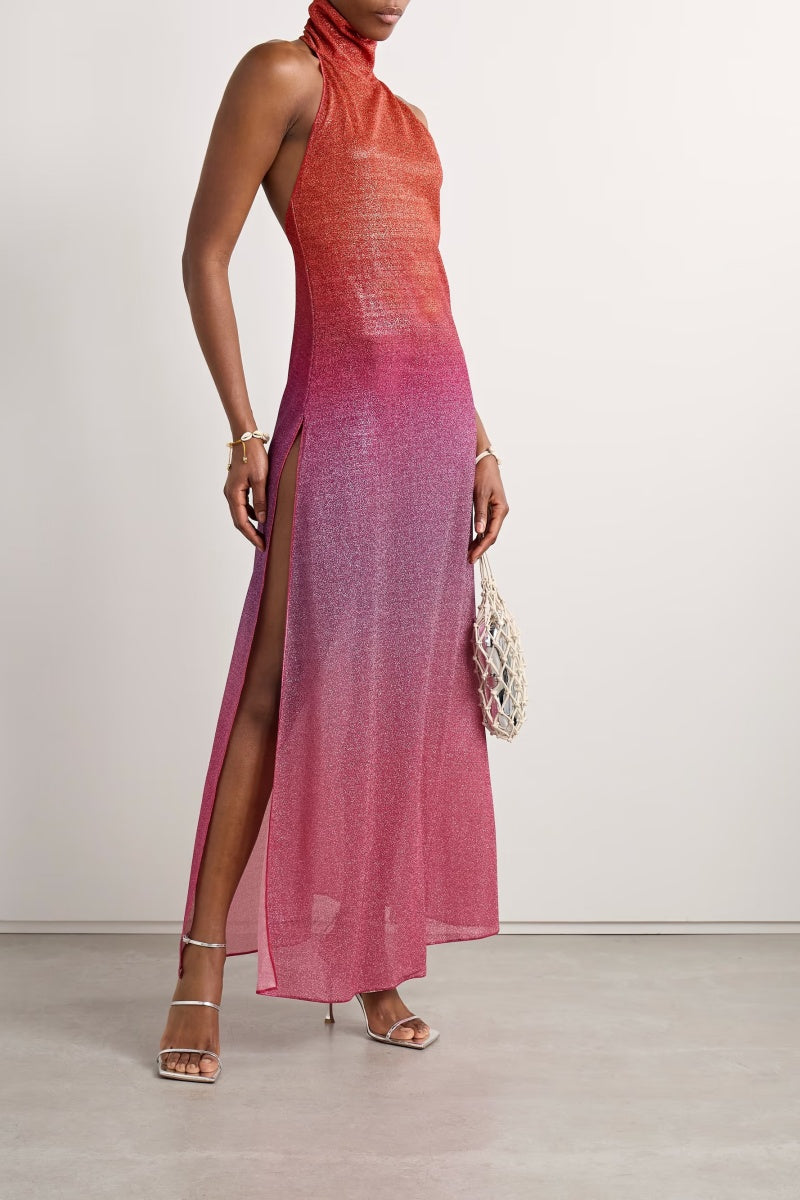 Vestido largo naranja Lumière Oséree